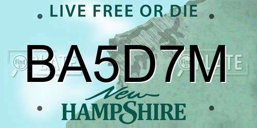 BA5D7M New Hampshire License Plate
