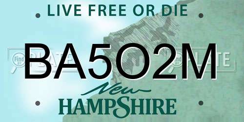 BA5O2M New Hampshire License Plate