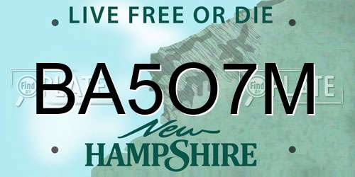 BA5O7M New Hampshire License Plate