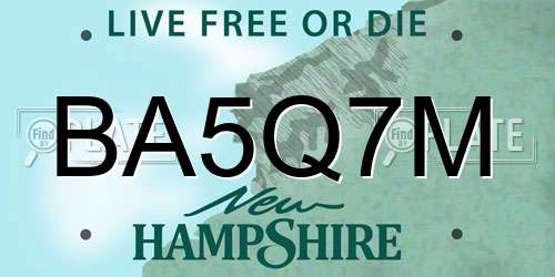 BA5Q7M New Hampshire License Plate