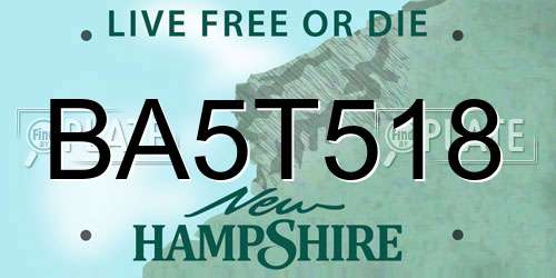 BA5T518 New Hampshire License Plate