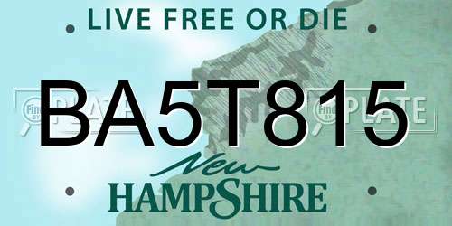 BA5T815 New Hampshire License Plate