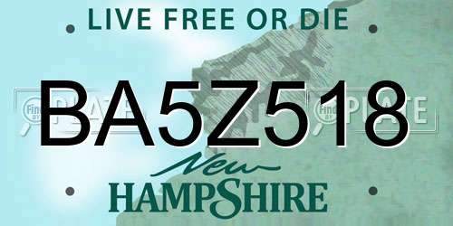BA5Z518 New Hampshire License Plate