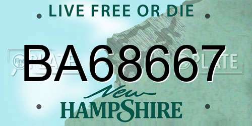 BA68667 New Hampshire License Plate