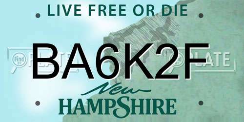 BA6K2F New Hampshire License Plate