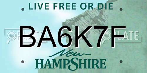 BA6K7F New Hampshire License Plate