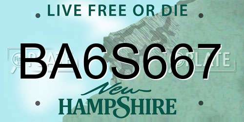 BA6S667 New Hampshire License Plate