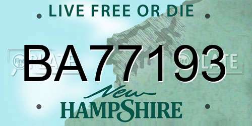 BA77193 New Hampshire License Plate