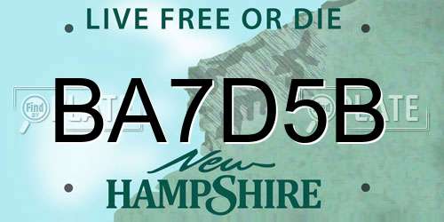 BA7D5B New Hampshire License Plate
