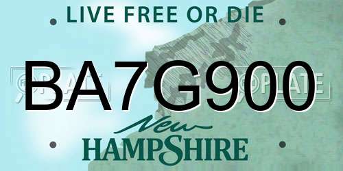 BA7G900 New Hampshire License Plate