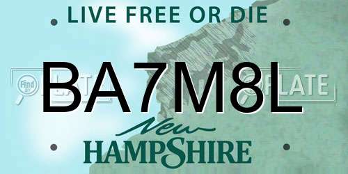 BA7M8L New Hampshire License Plate