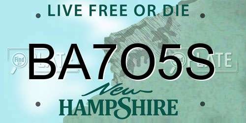 BA7O5S New Hampshire License Plate
