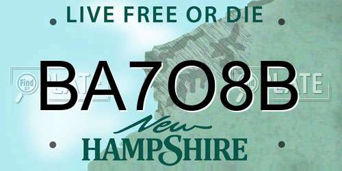 BA7O8B New Hampshire License Plate