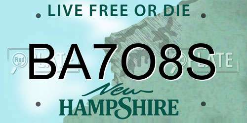 BA7O8S New Hampshire License Plate