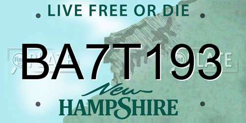 BA7T193 New Hampshire License Plate