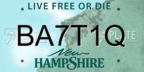 BA7T1Q New Hampshire License Plate