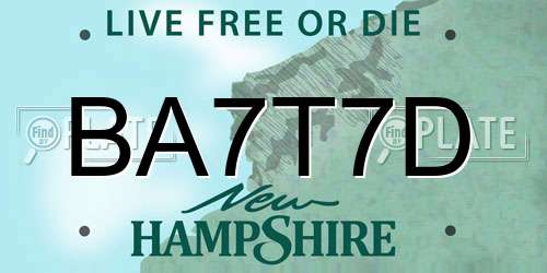 BA7T7D New Hampshire License Plate