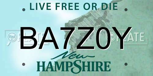 BA7Z0Y New Hampshire License Plate
