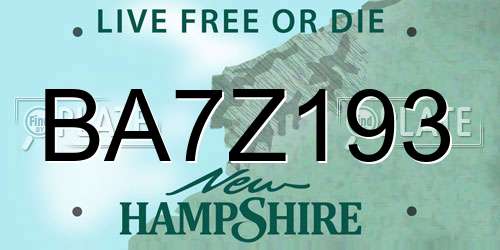 BA7Z193 New Hampshire License Plate