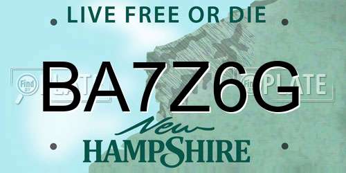 BA7Z6G New Hampshire License Plate