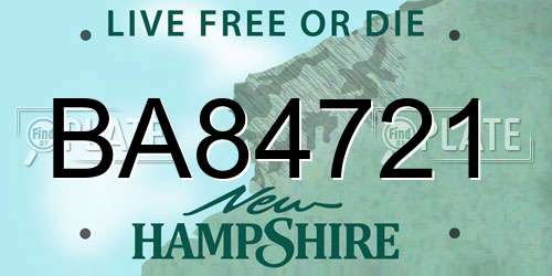 BA84721 New Hampshire License Plate