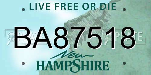 BA87518 New Hampshire License Plate