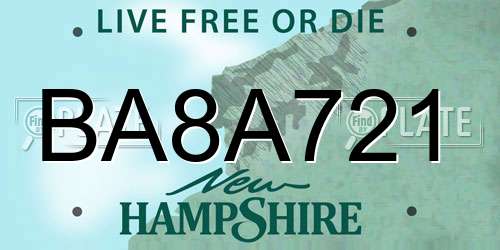 BA8A721 New Hampshire License Plate