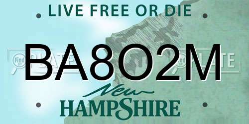BA8O2M New Hampshire License Plate