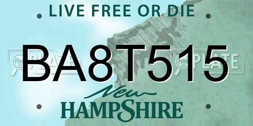 BA8T515 New Hampshire License Plate