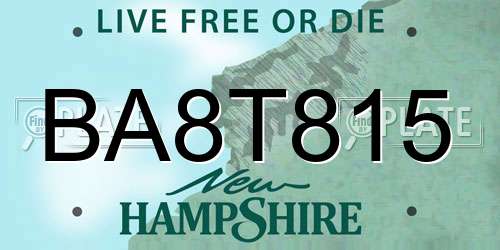 BA8T815 New Hampshire License Plate