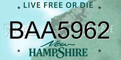 BAA5962 New Hampshire License Plate