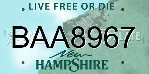 BAA8967 New Hampshire License Plate