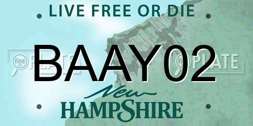 BAAY02 New Hampshire License Plate