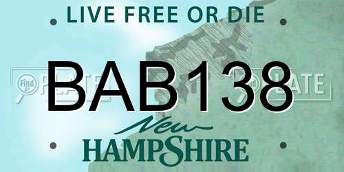 BAB138 New Hampshire License Plate