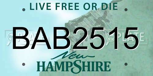 BAB2515 New Hampshire License Plate