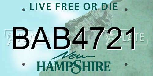 BAB4721 New Hampshire License Plate