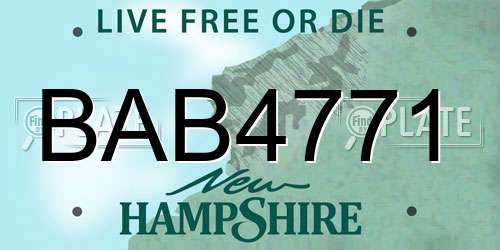 BAB4771 New Hampshire License Plate
