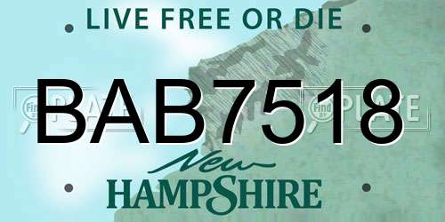 BAB7518 New Hampshire License Plate