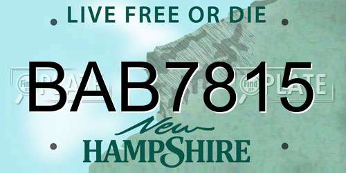 BAB7815 New Hampshire License Plate