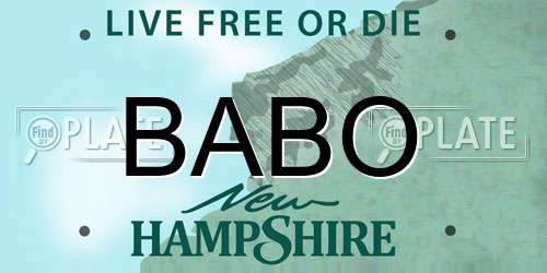 BABO New Hampshire License Plate