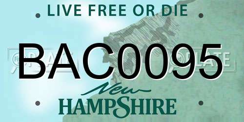 BAC0095 New Hampshire License Plate