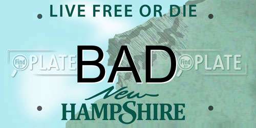 BAD New Hampshire License Plate