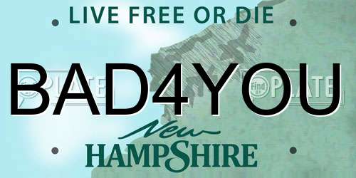BAD4YOU New Hampshire License Plate