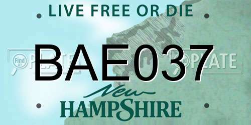 BAE037 New Hampshire License Plate