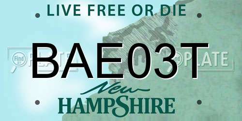 BAE03T New Hampshire License Plate