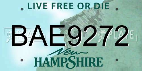 BAE9272 New Hampshire License Plate