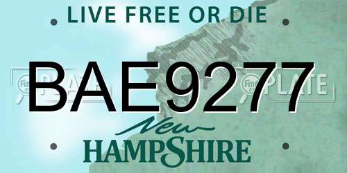 BAE9277 New Hampshire License Plate