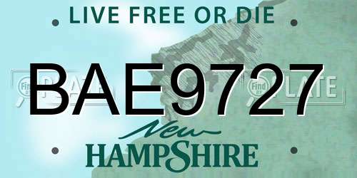 BAE9727 New Hampshire License Plate