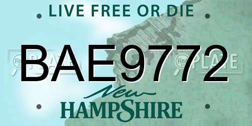 BAE9772 New Hampshire License Plate