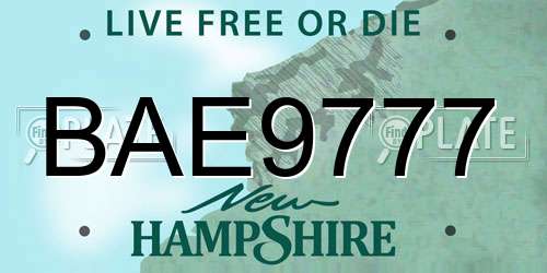 BAE9777 New Hampshire License Plate